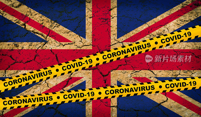 英国- Covid-19冠状病毒细胞发出黄色带危险信号